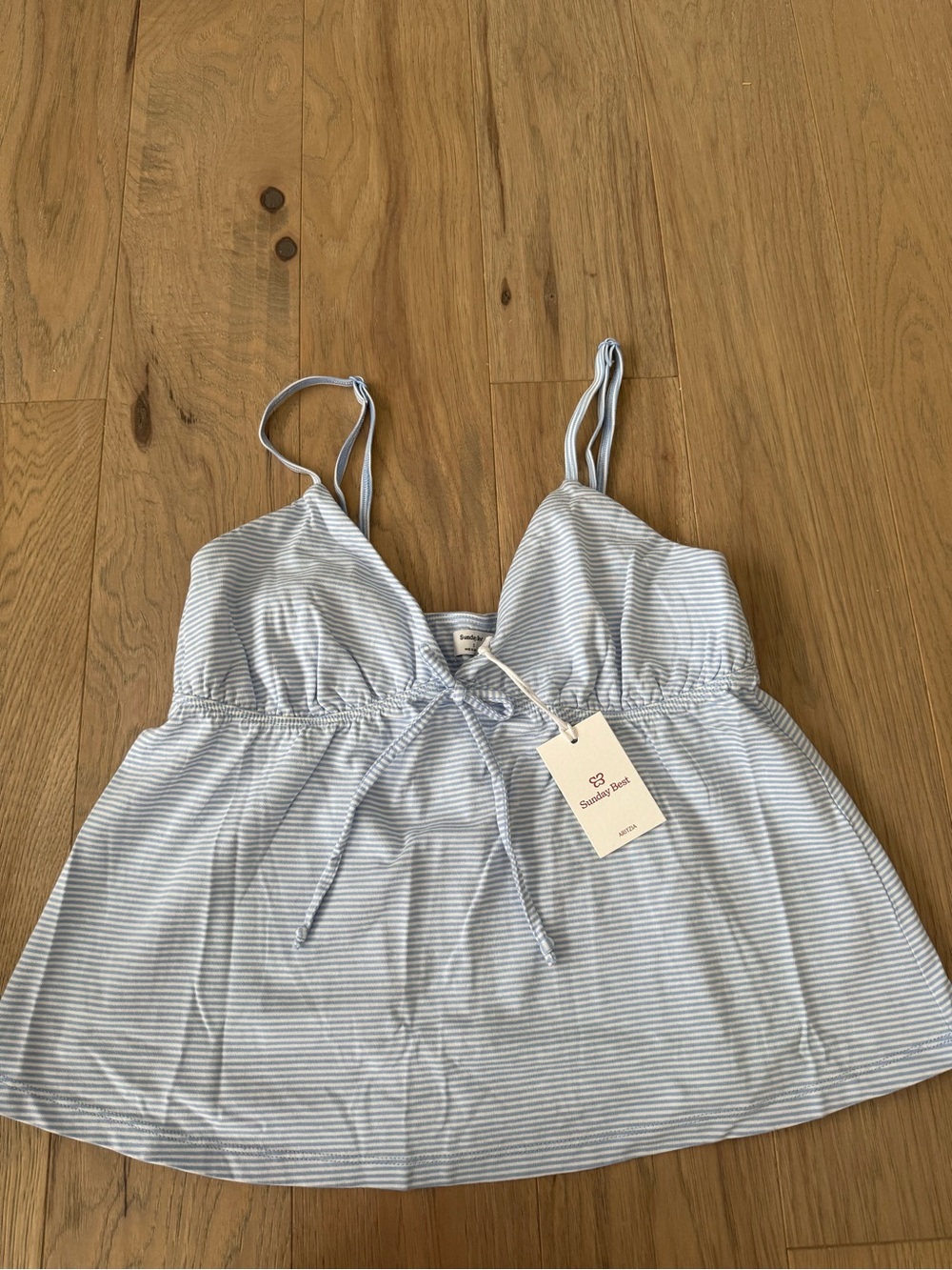 ARITZIA Light Blue & White Stripe Spaghetti Strap Tank Top